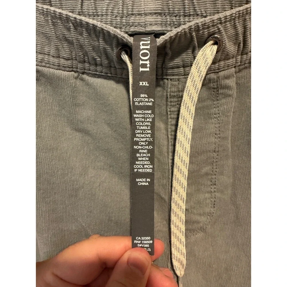 Vuori Mens Corduroy Shorts Charcoal Grey Elastic Waist V385 XXL